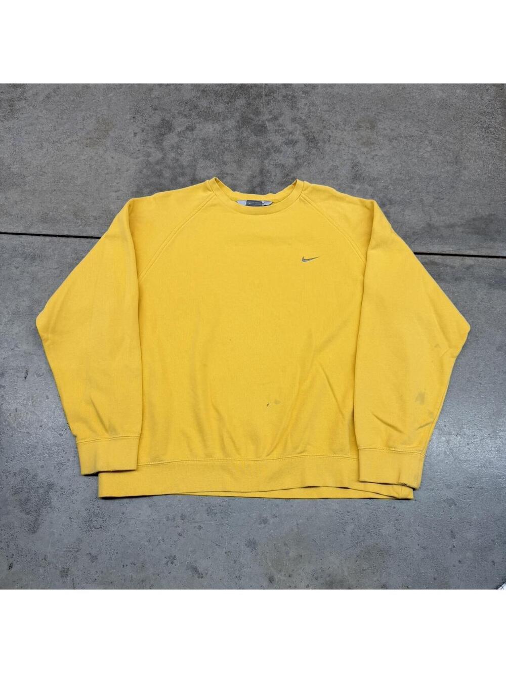 vintage nike yellow and grey small swoosh raglan cut crewneck size large